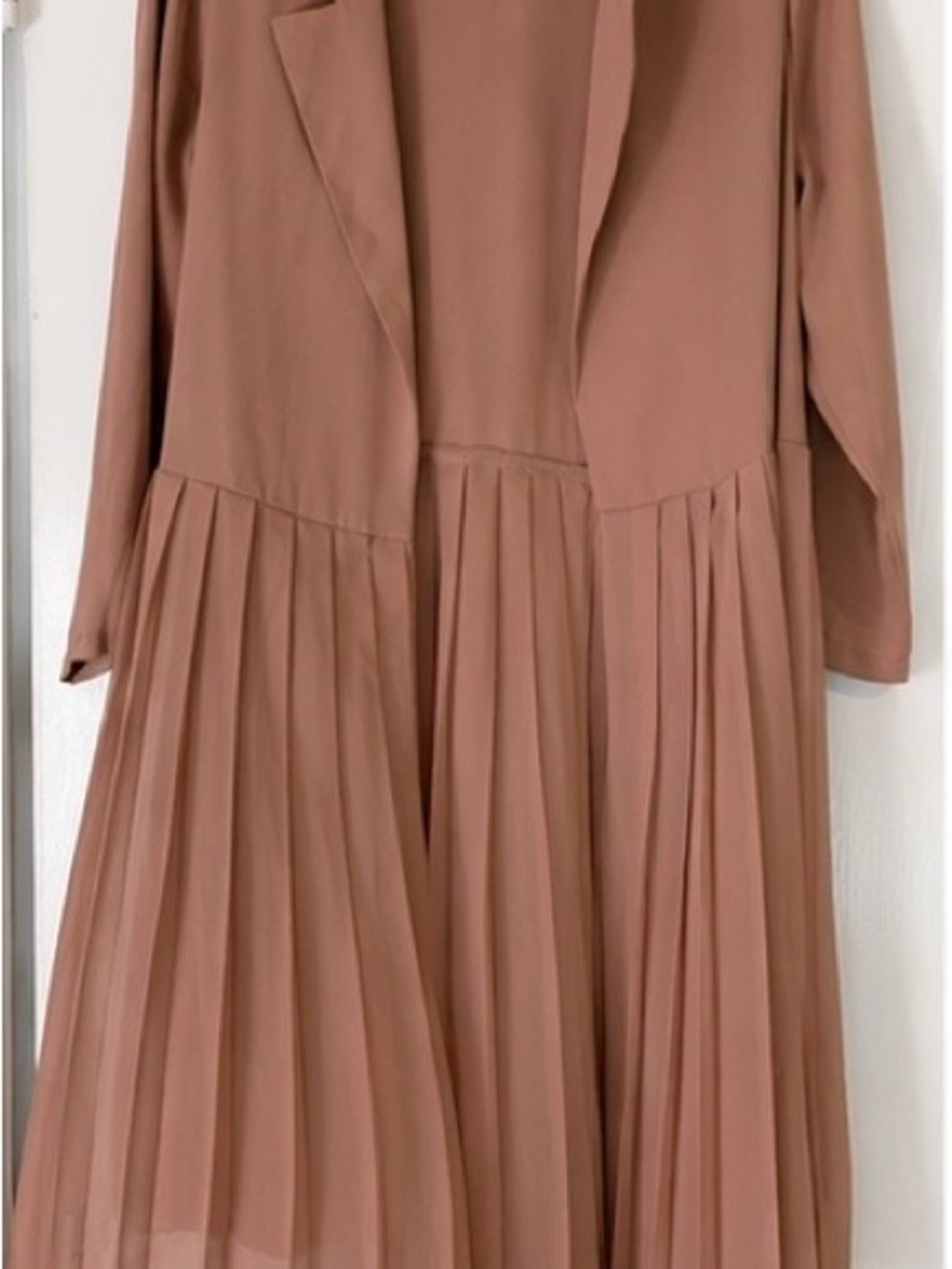 LEITH Taupe Pleated Open Front Duster Cardigan